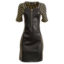 Vestido Listrado Com Zíper Frontal Vestido Listrado Com Zíper Frontal