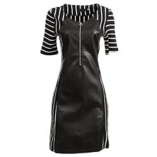 Vestido Listrado Com Zíper Frontal Vestido Listrado Com Zíper Frontal