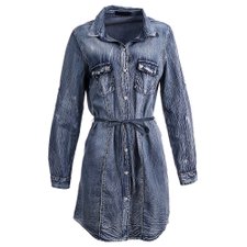 Vestido Jeans Social Com Cordão De Amarração Vestido Jeans Social Com Cordão De Amarração