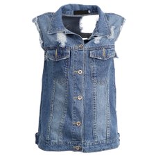 Colete Jeans Com Detalhes Rasgados Colete Jeans Com Detalhes Rasgados