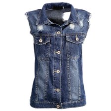 Colete Jeans Com Detalhes Rasgados Colete Jeans Com Detalhes Rasgados
