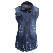 Colete Jeans Com Detalhes Desfiados Colete Jeans Com Detalhes Desfiados