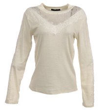 Blusa Manga Longa Com Tule Rendado Blusa Manga Longa Com Tule Rendado