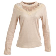 Blusa Manga Longa Com Tule Rendado Blusa Manga Longa Com Tule Rendado