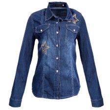Camisa Jeans Bordada Com Pedrarias Camisa Jeans Bordada Com Pedrarias