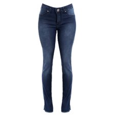 Calça Jeans Cintura Alta Com Barra Desfiada Calça Jeans Cintura Alta Com Barra Desfiada