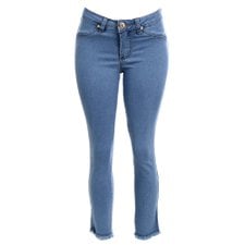Calça Jeans Com Strech Barra Desfiada Calça Jeans Com Strech Barra Desfiada