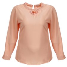 Blusa Com Pedrarias Na Gola E Manga Longa (Plus Size) Blusa Com Pedrarias Na Gola E Manga Longa (Plus Size)
