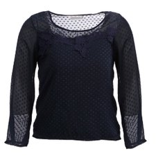 Blusa Com Tule E Renda Na Gola (Plus Size) Blusa Com Tule E Renda Na Gola (Plus Size)