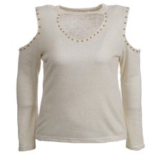 Blusa Plus Size Com Gola Choker E Ombro Vazado Blusa Plus Size Com Gola Choker E Ombro Vazado
