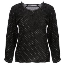 Blusa Manga Longa Poá Com Renda E Perolas Plus Size Blusa Manga Longa Poá Com Renda E Perolas Plus Size