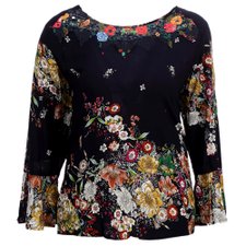 Blusa Floral Manga Longa Flare Plus Size Blusa Floral Manga Longa Flare Plus Size