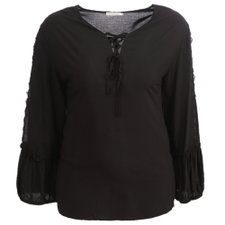 Blusa Plus Size Decote Trançado Com Manga Longa Blusa Plus Size Decote Trançado Com Manga Longa