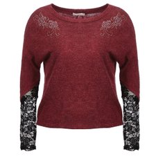 Blusa Plus Size Manga Longa Com Tule Rendado E Tachas Blusa Plus Size Manga Longa Com Tule Rendado E Tachas