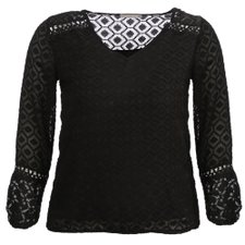 Blusa Plus Size Rendada Com Manga Transparente Blusa Plus Size Rendada Com Manga Transparente
