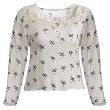 Blusa Plus Size Decote Em Tule Rendado Blusa Plus Size Decote Em Tule Rendado