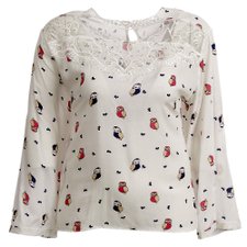 Blusa Plus Size Estampa Animal Com Decote Bordado Blusa Plus Size Estampa Animal Com Decote Bordado