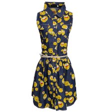 Vestido Chemise Jeans Estampado Com Cinto Vestido Chemise Jeans Estampado Com Cinto