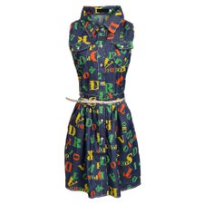 Vestido Chemise Jeans Estampado Com Cinto Vestido Chemise Jeans Estampado Com Cinto