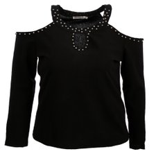 Blusa Gola Choker Com Ombro Vazado Plus Size Blusa Gola Choker Com Ombro Vazado Plus Size