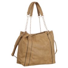 Bolsa Ombro Lisa Com Alça Dupla De Correntes Bolsa Ombro Lisa Com Alça Dupla De Correntes