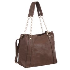 Bolsa Ombro Lisa Com Alça Dupla De Correntes Bolsa Ombro Lisa Com Alça Dupla De Correntes