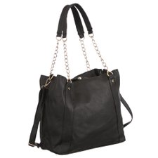 Bolsa Ombro Lisa Com Alça Dupla De Correntes Bolsa Ombro Lisa Com Alça Dupla De Correntes