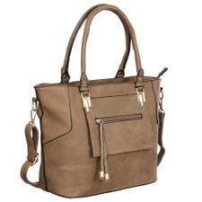 Bolsa De Ombro Com Detalhes Metálicos E Bolso Frontal Bolsa De Ombro Com Detalhes Metálicos E Bolso Frontal