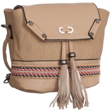 Bolsa Mochila Com Detalhes Em Fitas Metálicas E Tassel Bolsa Mochila Com Detalhes Em Fitas Metálicas E Tassel