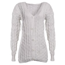 Casaco Tricot Com Fecho De Botão (Único) Casaco Tricot Com Fecho De Botão (Único)