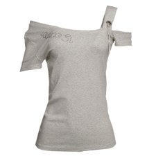 Blusa Um Ombro Vazado E Correntes Metálicas Blusa Um Ombro Vazado E Correntes Metálicas