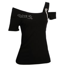 Blusa Um Ombro Vazado E Correntes Metálicas Blusa Um Ombro Vazado E Correntes Metálicas
