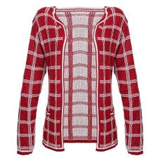 Casaco De Tricot Sem Fecho Estampa Quadriculada Casaco De Tricot Sem Fecho Estampa Quadriculada