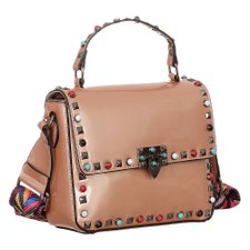 Bolsa Baú De Verniz Com Spikes E Alça Colorida Bolsa Baú De Verniz Com Spikes E Alça Colorida