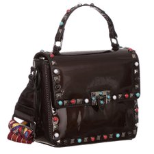 Bolsa Baú De Verniz Com Spikes E Alça Colorida Bolsa Baú De Verniz Com Spikes E Alça Colorida