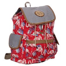 Mochila Escolar Têxtil Com Estampa De Flamingo Mochila Escolar Têxtil Com Estampa De Flamingo