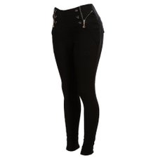 Calça Cotton Jeans Cintura Alta Zíper e Botões Decorativos Calça Cotton Jeans Cintura Alta Zíper e Botões Decorativos