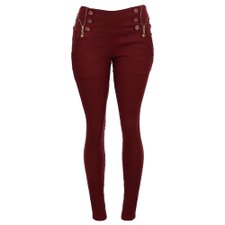 Calça Cotton Jeans Cintura Alta Zíper e Botões Decorativos Calça Cotton Jeans Cintura Alta Zíper e Botões Decorativos