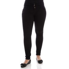 Calça Jeans Lisa Feminina Com Botões Metálicos Calça Jeans Lisa Feminina Com Botões Metálicos
