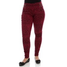 Calça Com Estampa Alto Relevo E Detalhes Metálicos Calça Com Estampa Alto Relevo E Detalhes Metálicos