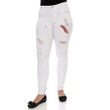 Calça Jeans Feminina Destroyed Com Patch Calça Jeans Feminina Destroyed Com Patch