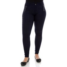 Calça Jeans Feminina Com Fitas Metálicas Calça Jeans Feminina Com Fitas Metálicas