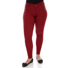 Calça Jeans Feminina Com Fitas Metálicas Calça Jeans Feminina Com Fitas Metálicas