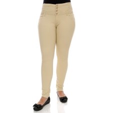 Calça Jeans Cotton Com Cintura Alta Elástica Calça Jeans Cotton Com Cintura Alta Elástica