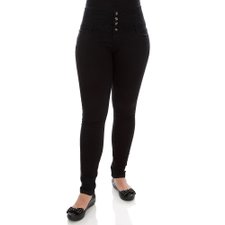 Calça Jeans Cotton Com Cintura Alta Elástica Calça Jeans Cotton Com Cintura Alta Elástica