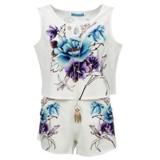 Conjuntinho Blusa Estampada Com Pingente + Short Com Stretch Conjuntinho Blusa Estampada Com Pingente + Short Com Stretch