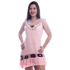 Vestido Com Detalhes Em Tricô Colorido Vestido Com Detalhes Em Tricô Colorido