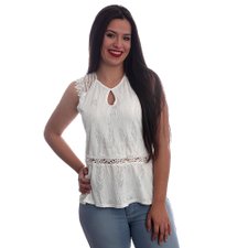 Regata Com Detalhes Vazados Tecido Elastico Regata Com Detalhes Vazados Tecido Elastico