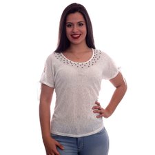 Blusa Com Tecido Brilhante E Tachas Blusa Com Tecido Brilhante E Tachas