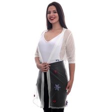 Kimono Com Tule Bordado Saída De Praia Kimono Com Tule Bordado Saída De Praia
